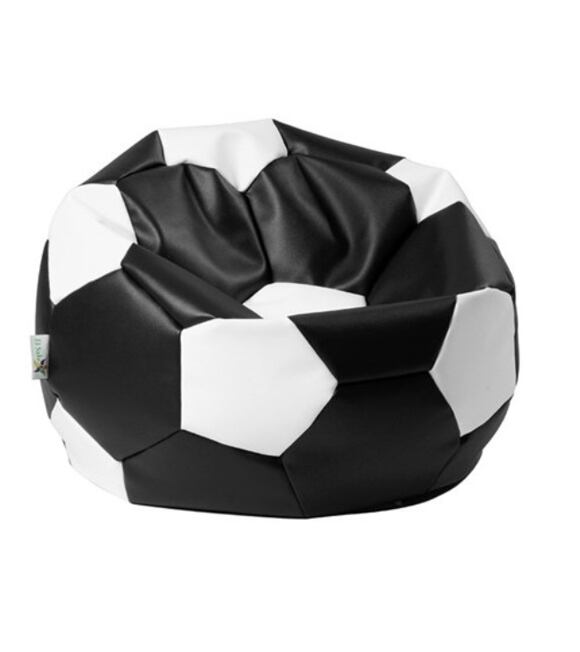 Sitzsack Fußball XL 90 cm schwarz-weiß