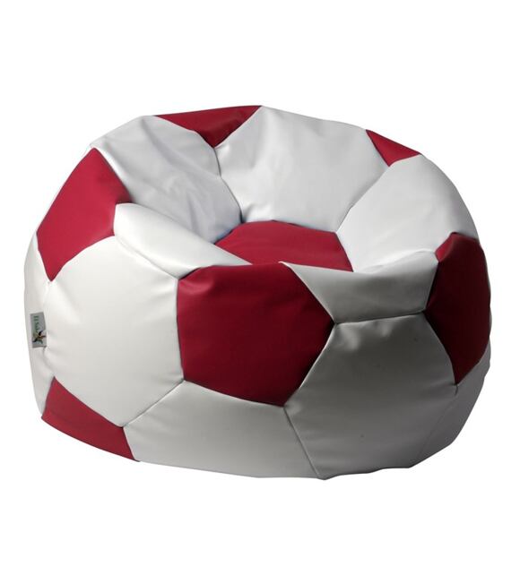 Sitzsack Fußball XL 90 cm weiß-rot