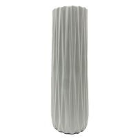 Weiße Vase mit vertikalen Rillen 33 cm Prodex P220731