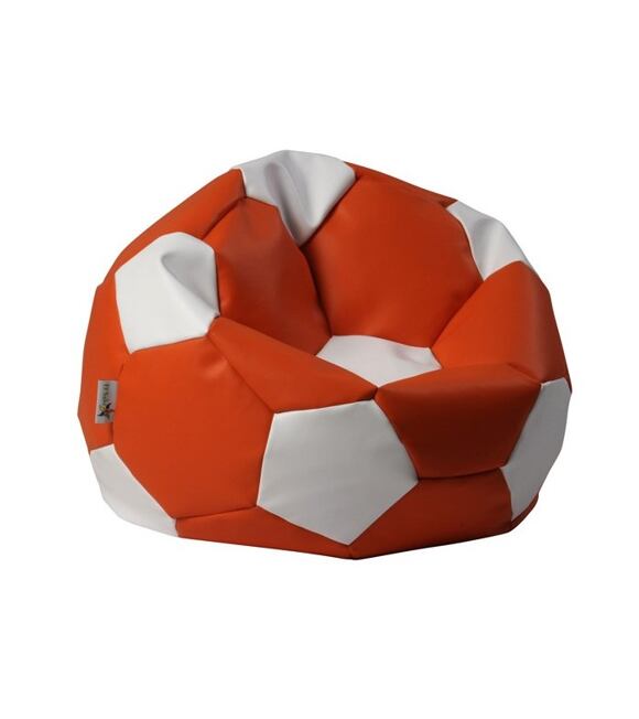 Sitzsack Fußball XL 90 cm orange-weiß